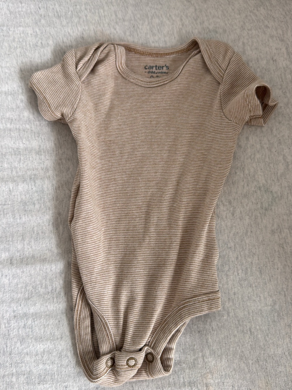 Carter's Tan and Cream Striped Short-Sleeve Baby Bodysuit